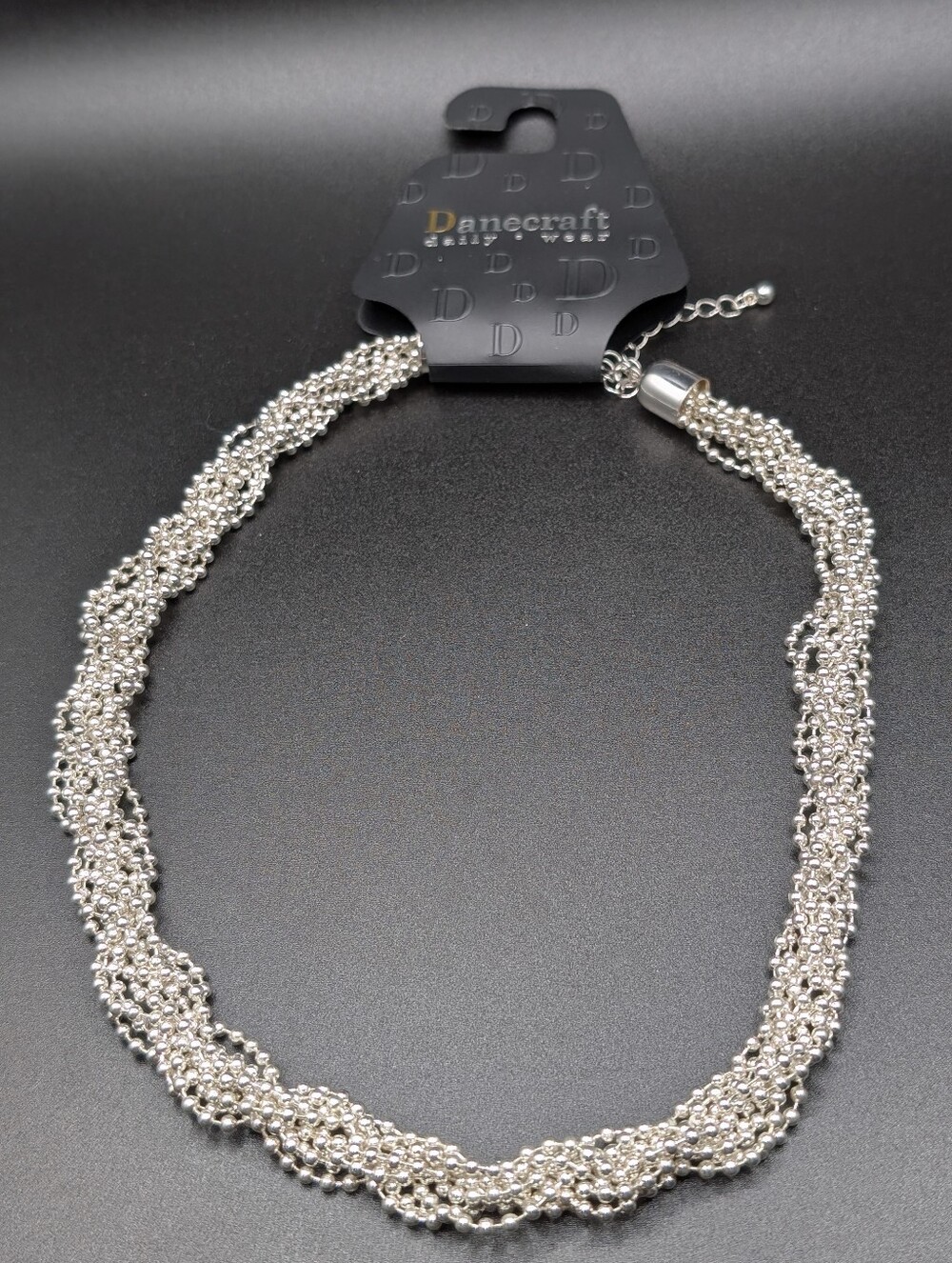Danecraft Silver-Tone Twisted Beaded Necklace NWT $26